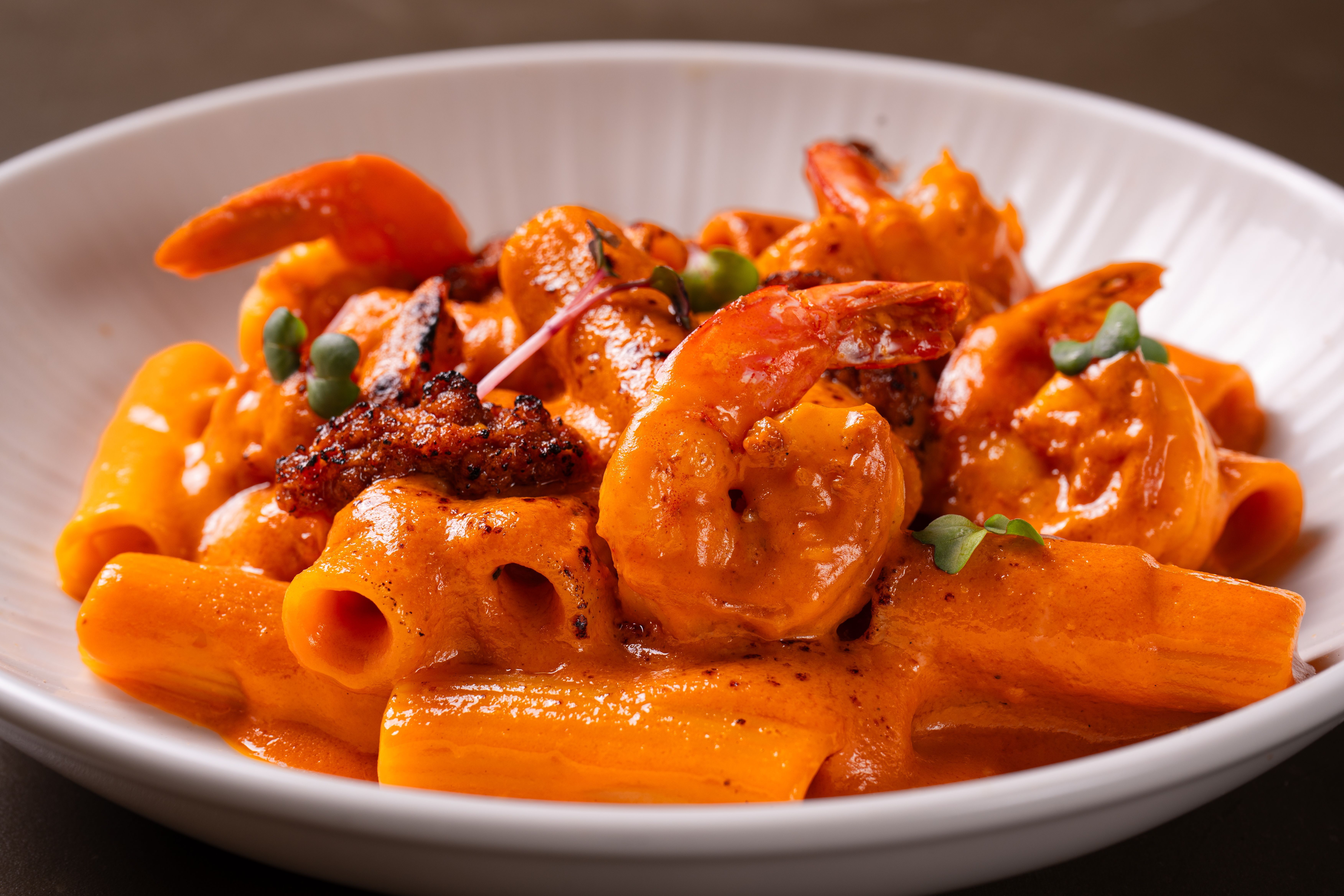 Rigatoni alla Vodka com ‘nduja e Gamberi do Lotti • Matheus Querino
