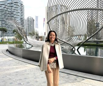 Daniela Filomeno em um parte nova da capital sérvia Belgrado