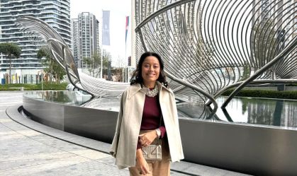 Daniela Filomeno em um parte nova da capital sérvia Belgrado