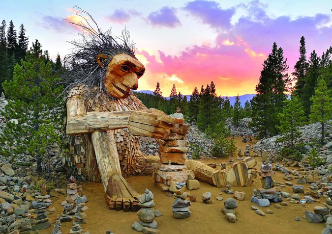 No Colorado, escultura Isak Heartstone é um dos trolls do artista Thomas Dambo • Divulgação/Thomas Dambo