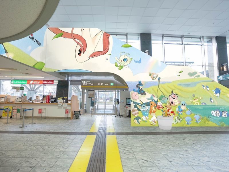O aeroporto está todo decorado com o tema de Pokémon • Divulgação/Pokémon with You