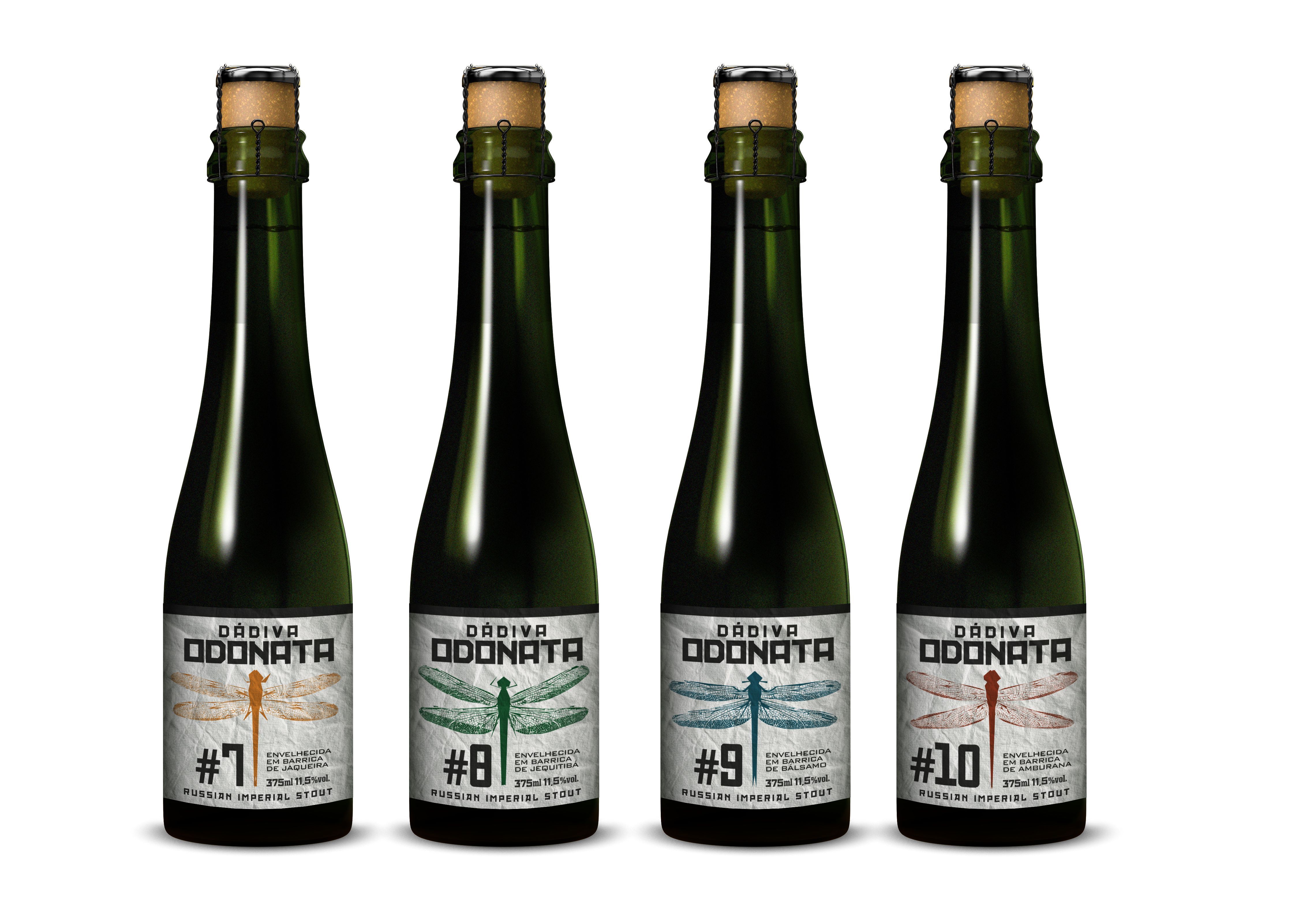 Linha Odonata, da Cervejaria Dádiva, é lançada sazonalmente e reúne cervejas de estilo Russian Imperial Stout, envelhecidas em diferentes barricas de madeiras brasileiras • Divulgação