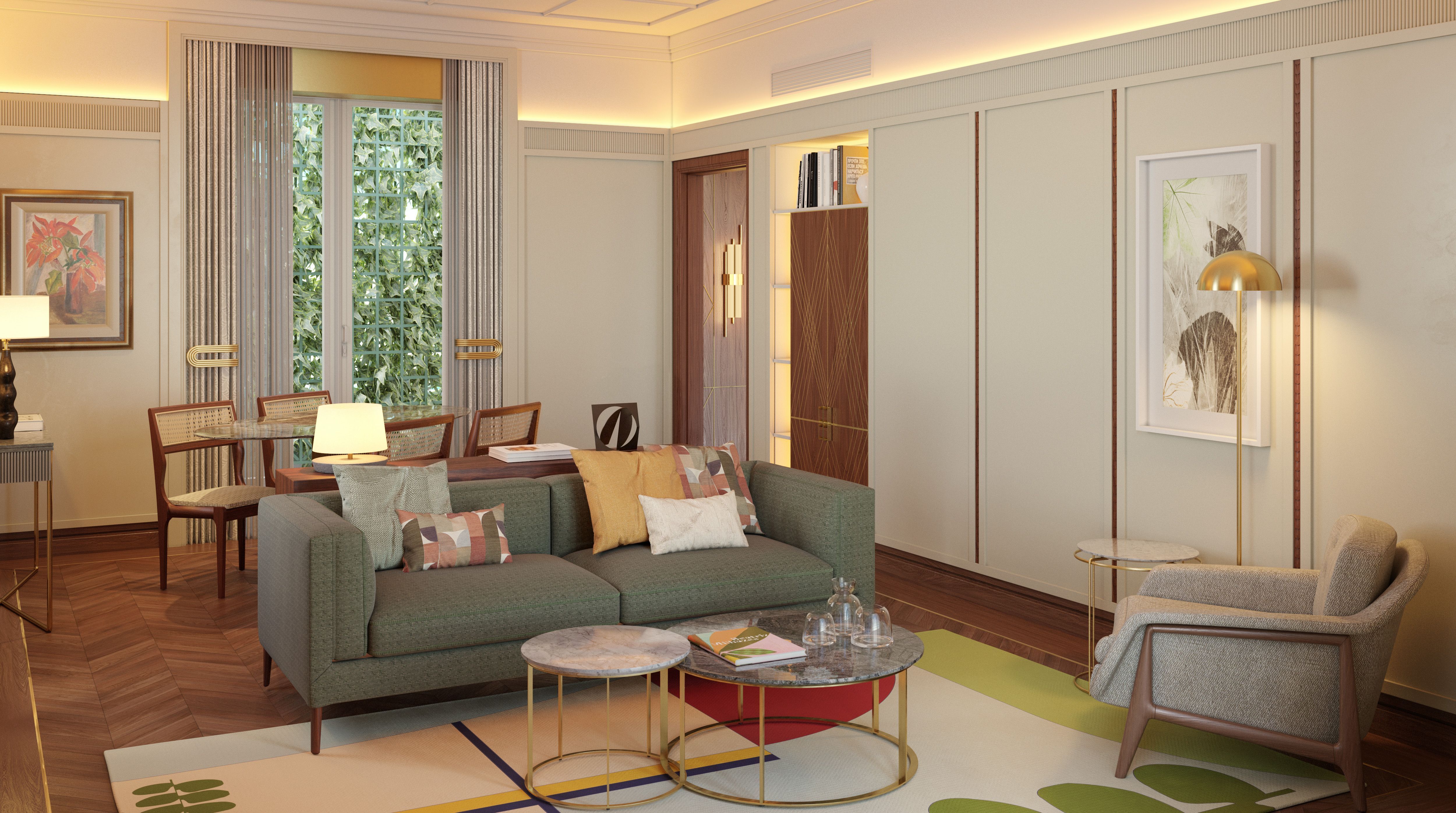 Salas de estar das novas suítes incorporam obras de arte e peças de design brasileiro • Divulgação/Belmond
